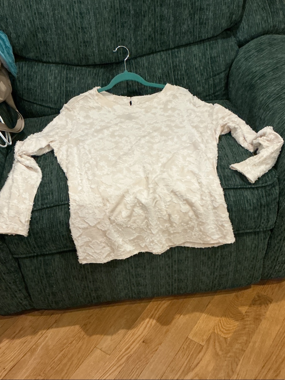 LOFT Cream Textured Long Sleeve Top